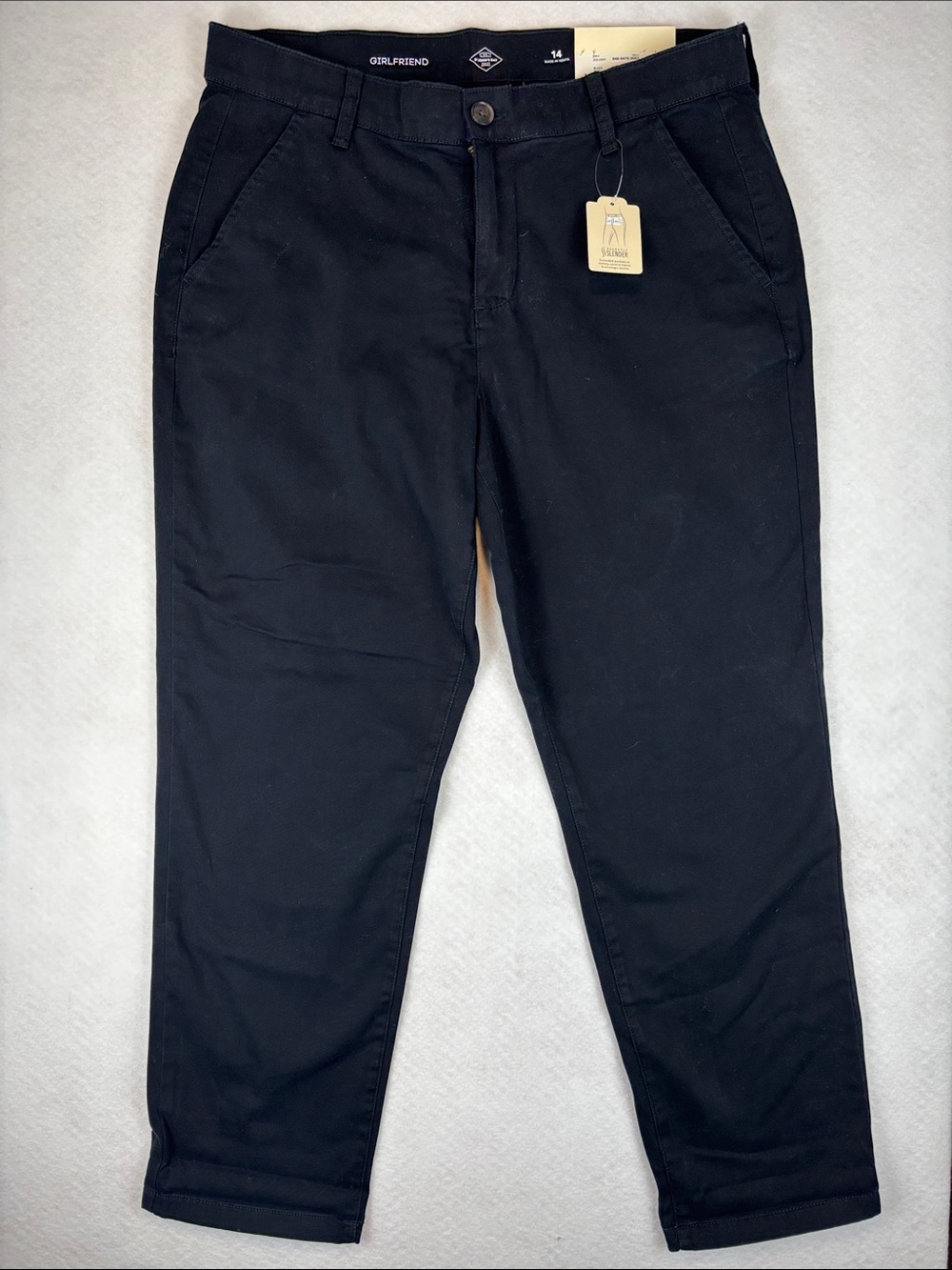 NWT St. John’s Bay Girlfriend Chino Pants Sz 14 Black Secretly Slender Cropped